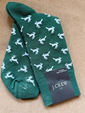J.Crew Men’s Green Reindeer Socks